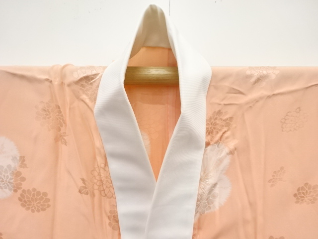  絞り　花模様　単衣長襦袢